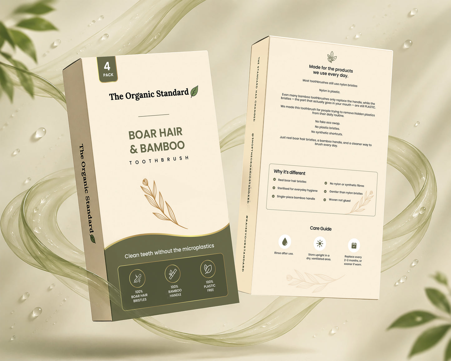 Horse or Boar Hair Bristle Toothbrush (4 Pack)