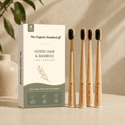 Horse or Boar Hair Bristle Toothbrush (4 Pack)