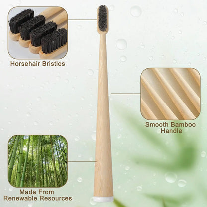 Horse Hair Bristle Toothbrush (4 Pack)